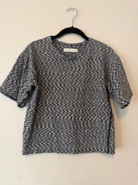 Outdoor Voices Black and Gray Space-Dye Crew Tee